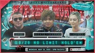 Masato Yokosawa, DGAF, WinoPoker & Hilary Play $10/20/40 MAX PAIN MONDAY!! Commentary by RaverPoker