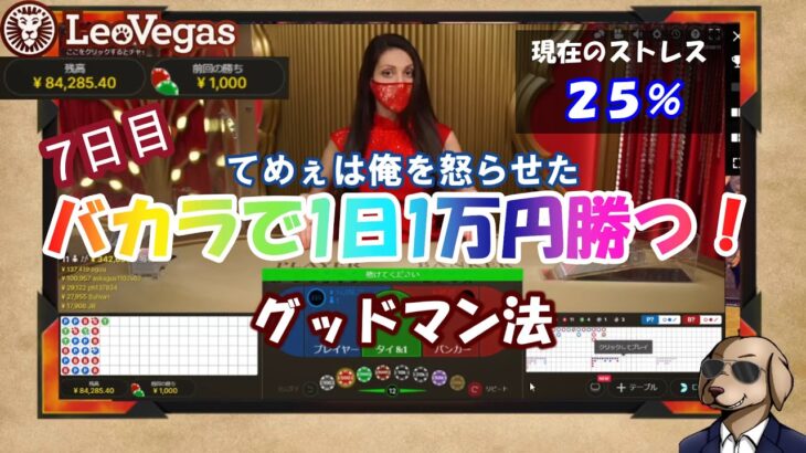 【オンラインカジノ】 ※09 バカラで1日1万円勝つ！7日目 グッドマン法【レオベガスカジノ】